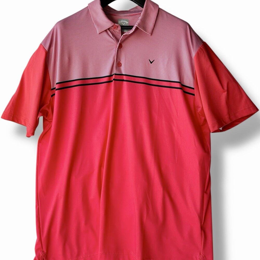 Callaway Golf Polo Shirt Men’s XL Poppy Red/Orange OPTI-DRY Polyester Blend EUC